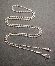 30" Silver Stainless Steel Military Ball Bead Stylish Dog Tag Chain with Clasp