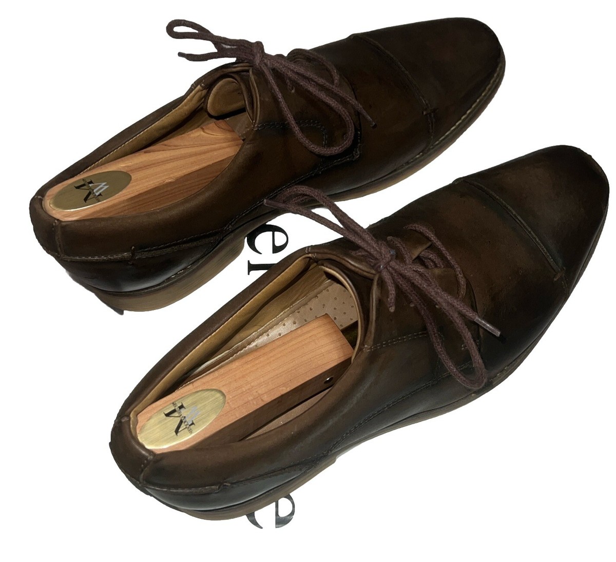 Belvedere Paris Stone Brown Cap Toe Leather Lace Up Dress  display picture 2