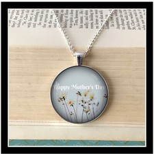 Happy Mother  s Day Flower Photo Pendant Necklace Gift. Free Shipping