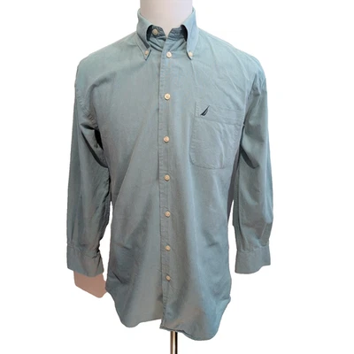 Chemise Nautica Vintage Oxford M Vert Pâle Uni 100% Coton - Photo 1/4