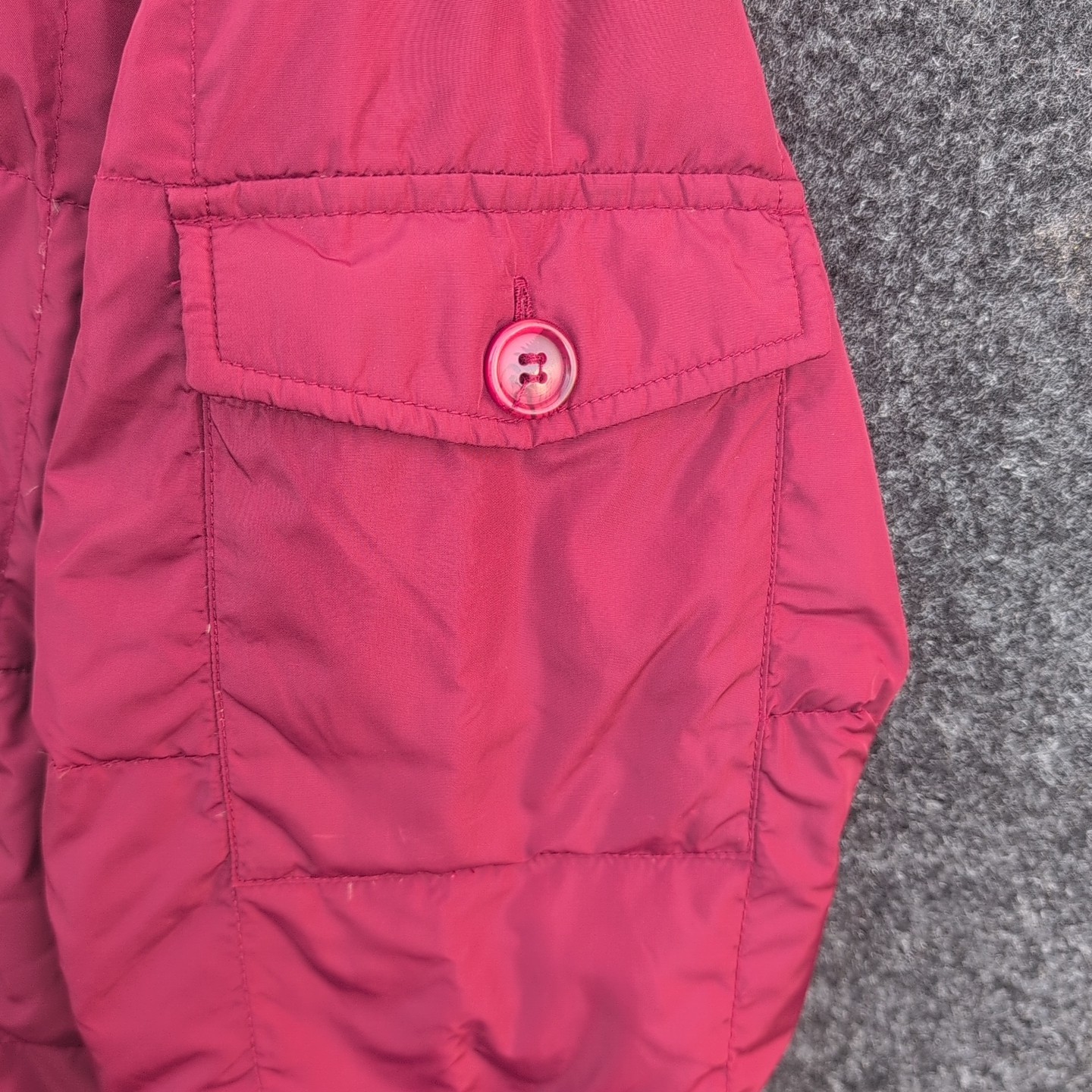 Vtg Eddie Bauer Down Jacket Medium Red Quarter Zip Quilted Puffer Driver 80s image 8