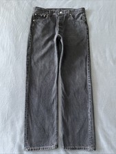 VINTAGE Levis Jeans Mens 36x32 Black 501 Made In USA 1997 Straight Leg Faded