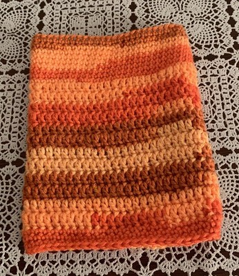 Handmade Dog Snood Neck Warmer Orange Brown Keeps Ears Clean Dry Warm Brand New