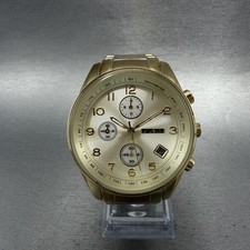 Fossil Chronograph Watch Women 40mm Champagne Dial Gold Tone Date Round New Batt