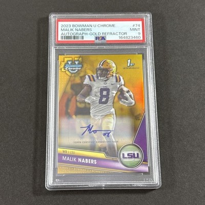 2023 Bowman U Chrome Malik Nabers 1st Gold Refractor Auto /50! PSA 9 LSU NYG