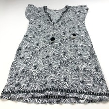 Vineyard Vines Large 100% Linen Floral Beach Cover Up Above Knee Dress Black