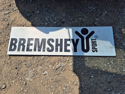 Vintage Werbeschild aus Studioauflösung, Bremshey Sport 80er Jahre 120cm x 35cm