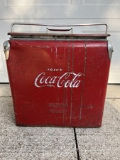 Vintage Drink Coca Cola Cooler Icebox Metal Action Mfg 1950's Large 16”x17”x12”