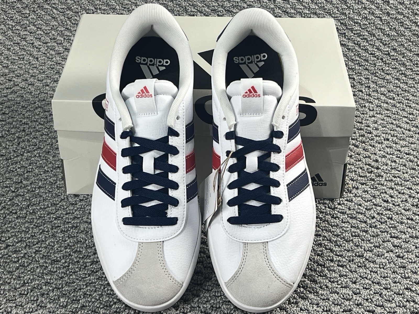 Adidas VL Court 3.0 Men’s Shoes Size 9.5 Cloud White Navy Blue Red Skateboarding