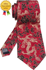 Men'S Silk Tie Dragon Peony Embroidery Woven Wedding Formal Neckties Gift 3.54"