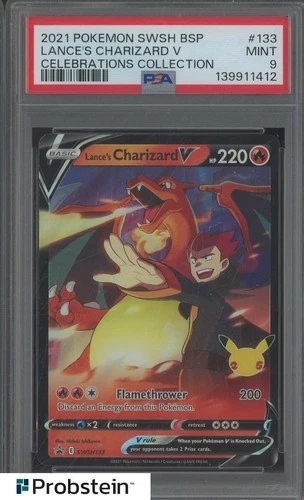 #1 2021 Pokemon SWSH BSP Celebrations Collection #133 Lance's Charizard V PSA 9