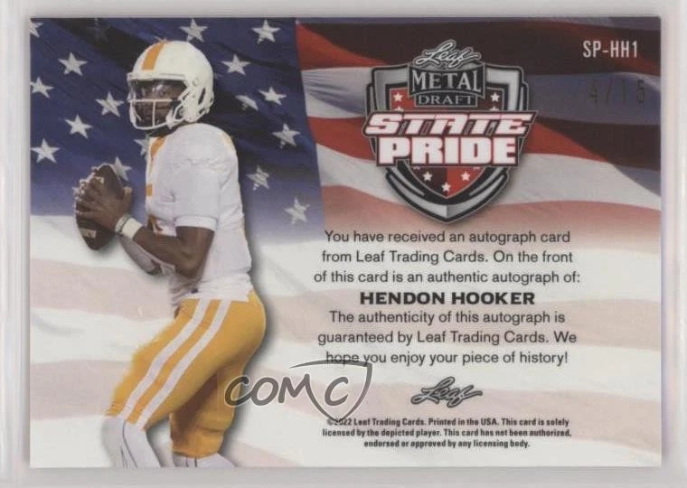 2022 Leaf Metal Draft State Pride Auto Pink Wave /15 Hendon Hooker #SP-HH1 Auto - Image 2 of 2