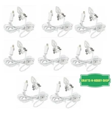 Lot of 8 LED Bulbs White Clip Lamp Light 6' Electric Cord w/Socket on/off Switch