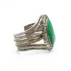 Navajo Signed Irv Monte Sterling Green Chrysoprase Bead Layered Cuff #S5308-1 — photo 3