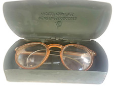 Vintage AO American Optical Metal Hard Case w-Amber Goggles Acetate Wire