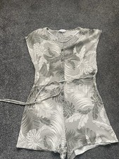 Primark leaf print  Khaki/ivory Playsuit Size 16