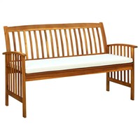Massivholz Akazie Gartenbank Mit Kissen 147 Cm Sitzbank
