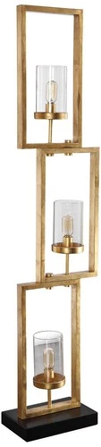 Vintage Floor Lamp 3-Light 64 1/4" Tall Antique Gold Glass Shade for Living Room - Picture 2 of 4