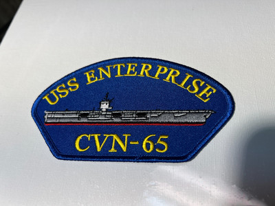 US NAVY USS ENTERPRISE (CVN-65) HAT PATCH MEASURES 5 AND 1/4 X 3 INCHES