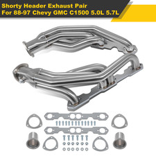 For 88-97 Chevy Gmc C1500 K1500 C2500 K2500 5.0l 5.7l Shorty Header Exhaust Pair