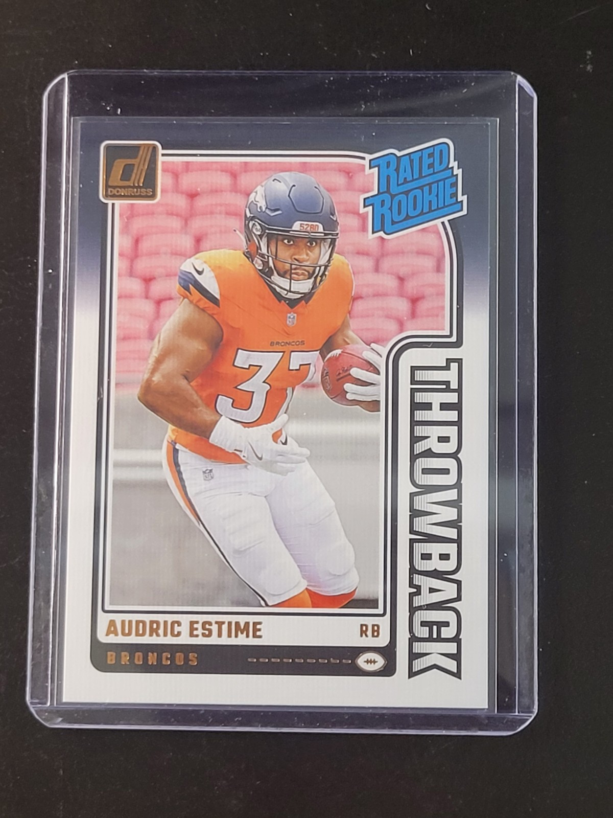 2024 Panini Donruss #19 Audric Estime Rated Rookie Throwback Denver Broncos