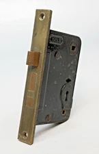 Vintage Cast Iron Yale Privacy Mortise Lock with Brass Faceplate