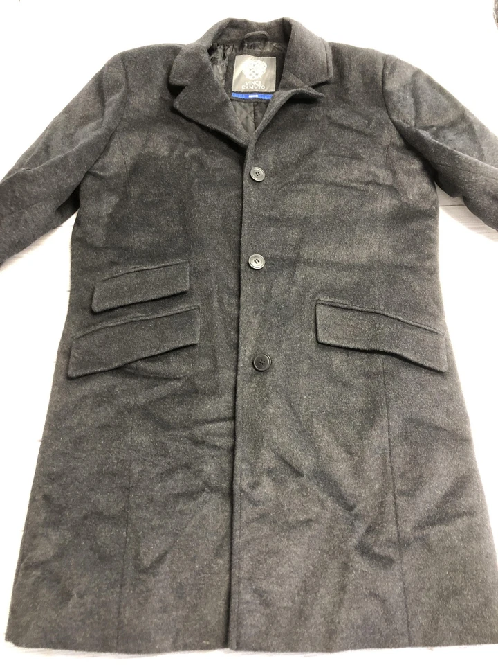 Abrigo Vince Camuto Para Hombre Gris Medio Mezcla de Lana 3 Botones Acolchado Forrado Abrigo Foto 4 de 4