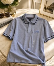 Tommy Hilfiger Men s Polo Shirt Size M NWT Blue Short Sleeve Preppy Classic