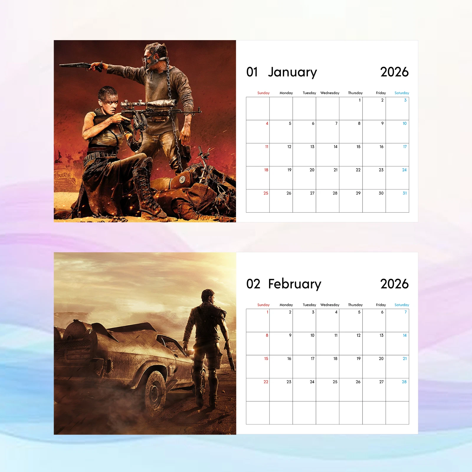 Mad Max Fury Road 2026 Calendar, Post-Apocalyptic Action Art, Epic Wall Decor