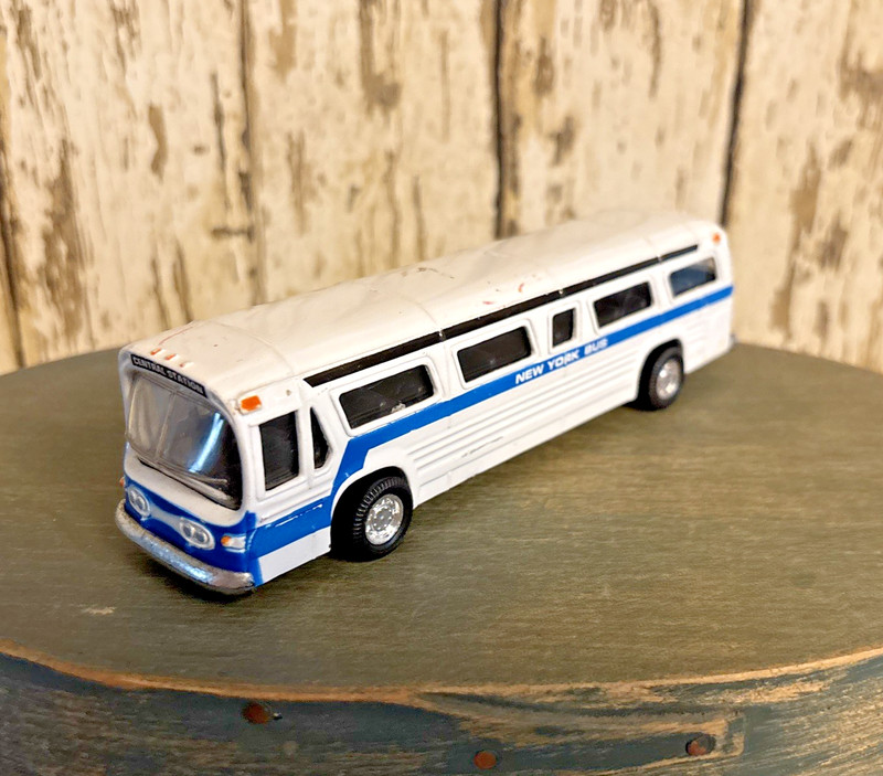 Vintage Toy Central Station White Downtown Bus New York City