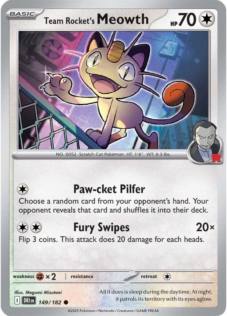 Team Rocket's Meowth 149/182 Sv10: Destined Rivals Regular