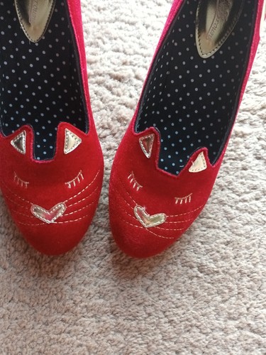 Fabulous and Fun Joe Browns Couture Red Cat Shoes 5 Wide Purrfect (14) NEW Whbox - Imagen 5 de 15