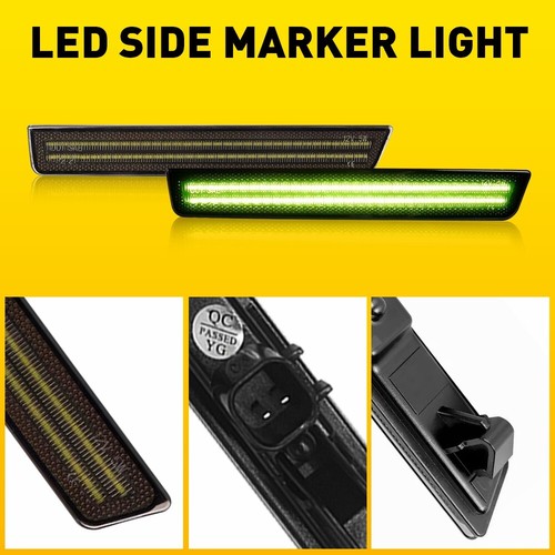 Smoked LED Front Rear Side Marker Light Set Green for 2015-2022 Dodge Challenger - Picture 5 of 15