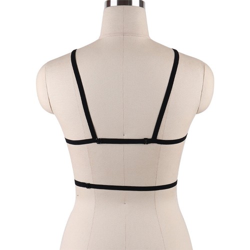 Black Body Harness bralette Cage Lingerie Open Bra Sexy Elastic Bondage Harness - Picture 5 of 7