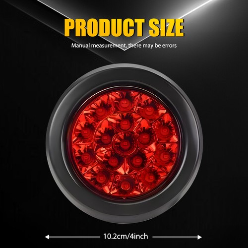 2Pcs 12V 4" Round Red LED Tail Lights Running Brake Stop Turn Signal Lamp Lorry - Picture 6 of 10
