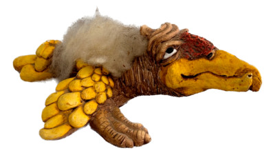 Vintage Mythical Bird Dragon Wood Carved Fantasy Figurine Bill Vernon 1983