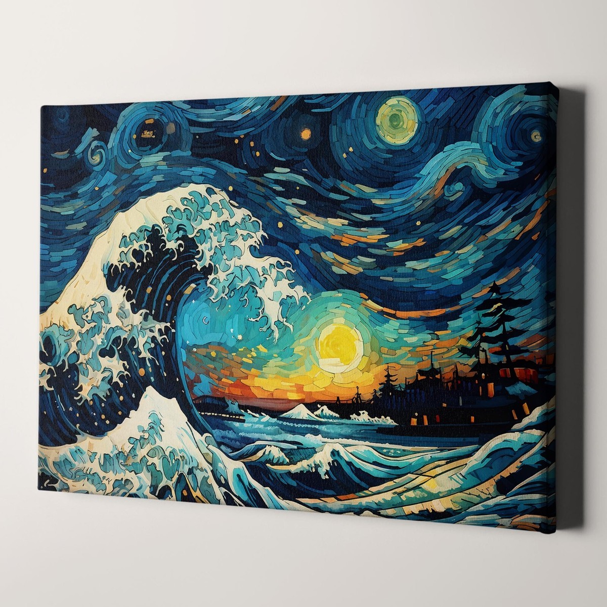 The Great Wave in the Style of Van Gogh Japan Retro Canvas Wall