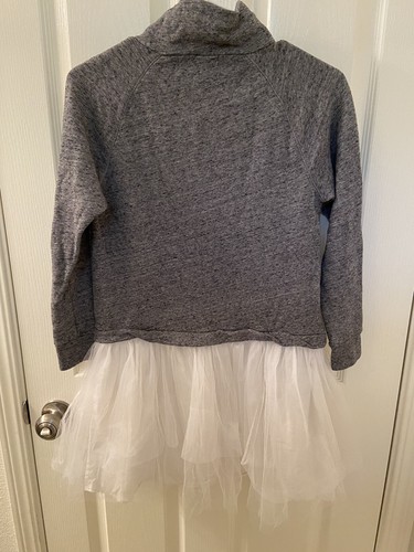 Crewcuts J Crew Girls Gray Mockneck Sweatshirt Dress with Tulle Skirt Size 14 - Picture 6 of 8