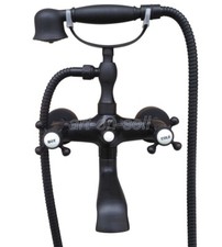 Oil Rubbed Bronze Bathroom Wall Mount Clawfoot Bath Tub Faucet Handheld Shower