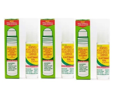 3 Katinko Oil Liniment Rollerball Applicator, 10ml (3 Pack)