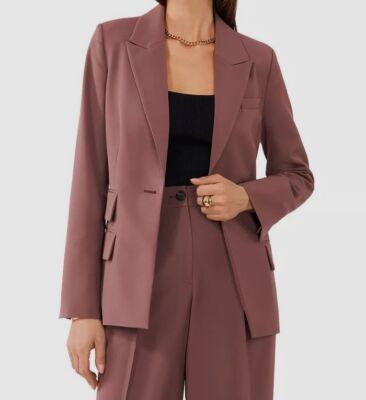 1. State Women's Purple Straight-Fit Peak Lapel Tuxedo Blazer Jacket Size 14