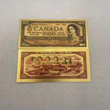 Gold Foil/Souvenir Canada $1000 (Devil Face) Note - Queen Elizabeth 1926-2022