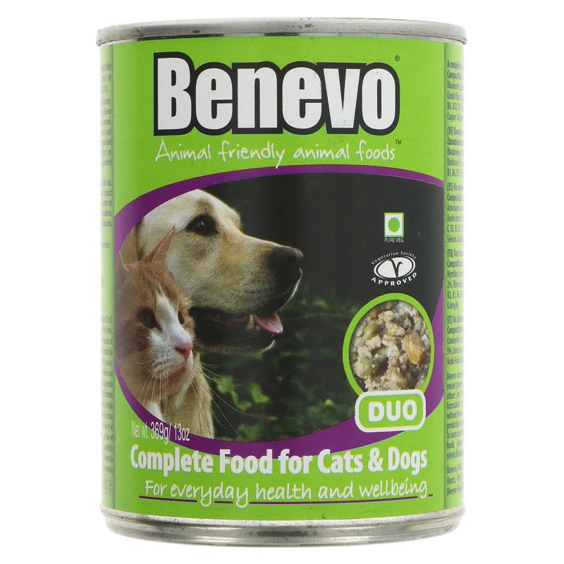 Benevo Duo Moist Vegan Tinned Cat & Dog Healthy Complete Pet Food 6 X 369G
