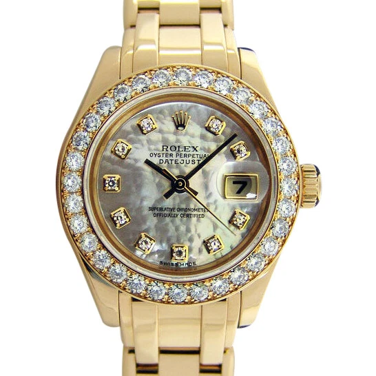 ROLEX Ladies 18kt Gold PearlMaster Masterpiece MOP Diamond Dial 80298 SANT BLANC