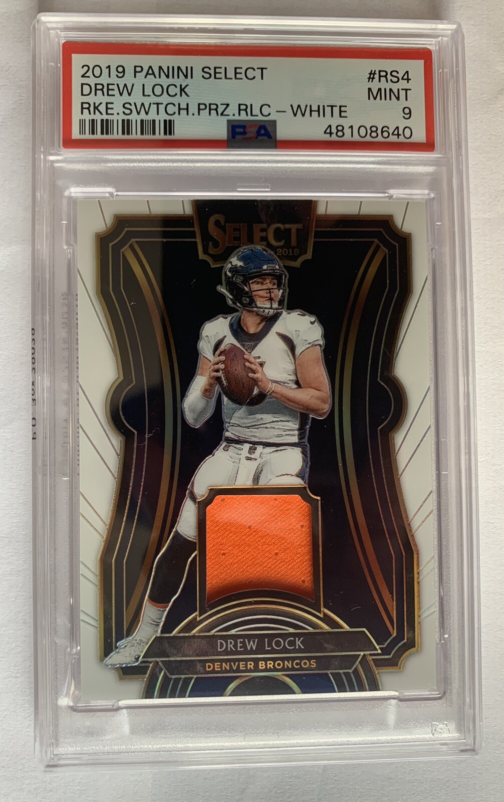 Drew Lock Panini Select Rookie Swatches Prizm Relics #RS4 White