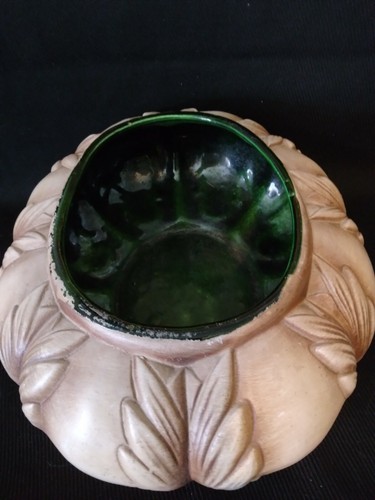 Vintage California Pottery FL-2 Cream, Tan and Green Planter 1950s - Picture 6 of 7