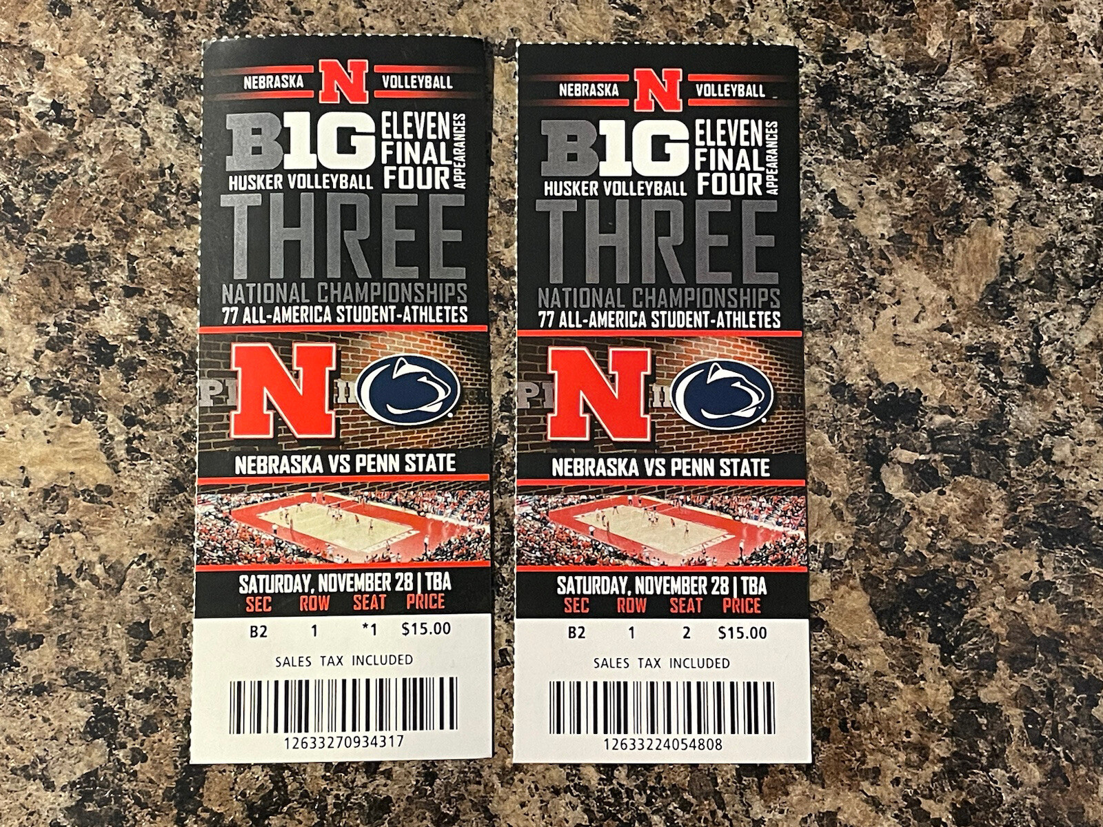 2015 Nebraska Huskers Volleyball Unused Tickets. vs Penn State eBay