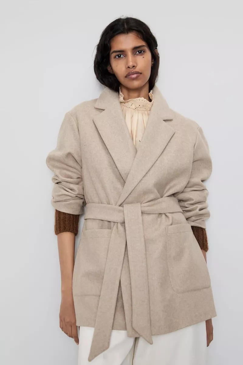 Zara BELTED WRAP JACKET SIZE XS eBay