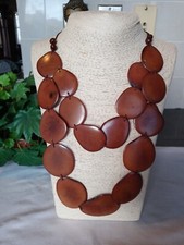 Handcrafted Tagua nut Organic Necklace, 2 Strands, Brown,  Ecuador
