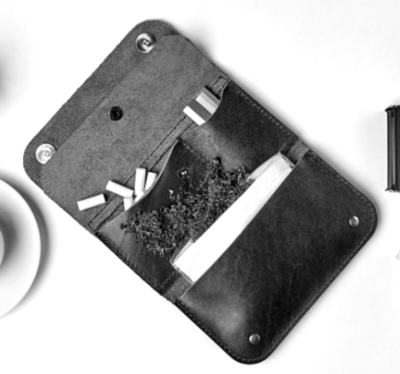 ebay tobacco pouch Cigarette tobacco pouch case holder pocket Smoking bag cow Leather black  H312